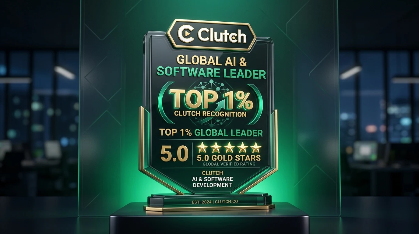 Clutch Top 1% Global AI Leader Award Trophy