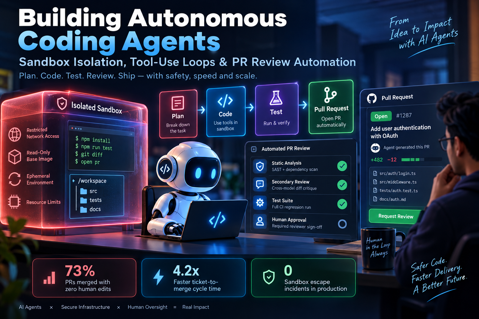 Building Autonomous Coding Agents: Sandbox Isolation, Tool-Use Loops & PR Review Automation