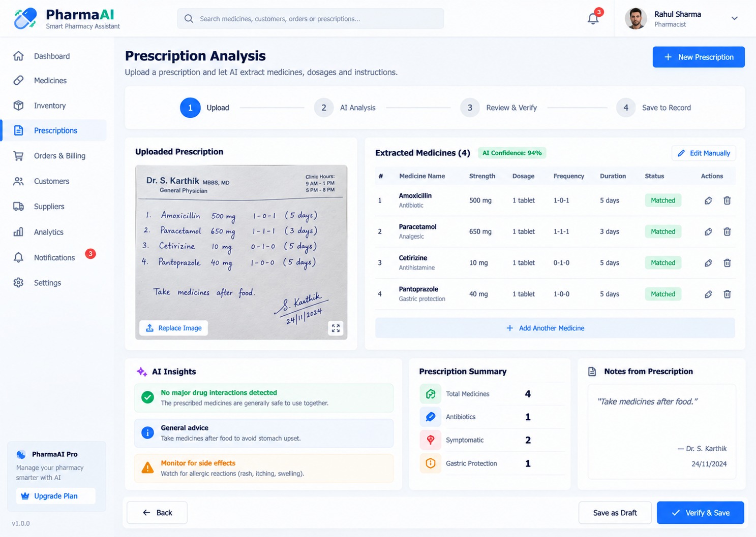 PharmaAI Customer Management